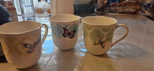 set of 3 cups Lenox butterfly meadow