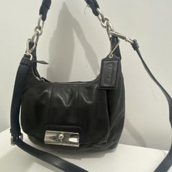 Coach Kristin Black Leather Hobo Shoulder Bag