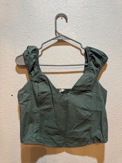 Green Cropped Aerie Blouse - L