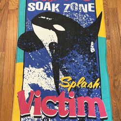 Sea World Orca Shamu Beach Bath Towel Soak Zone Splash Victim 90s Vintage