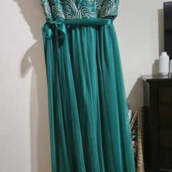 Green And Gold Long Dress