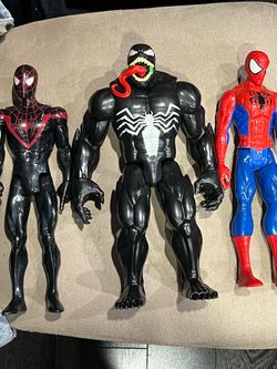 Spider-Man & Venom & Miles Morales Action 12” titans Figures Lot Marvel