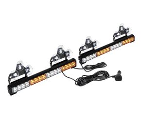 ASPL 2x16.8 inch Emergency Flashing LED Traffic Advisor Strobe Light Bar 32LED 26 Flash Patterns Interior Safety Warning Lights (Amber/White)