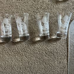 Disney Glass  Small Cups Winnie The Pooh