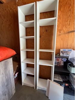 white shelves