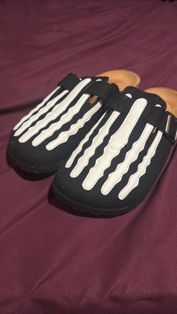 Black and White Stripe Clog Mules