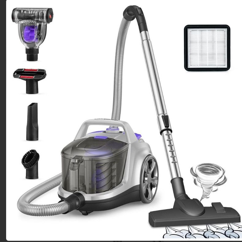 Aspiron Canister Vacuum Cleaner, Lightweight Bagless Vacuum Cleaner, 3.7QT 