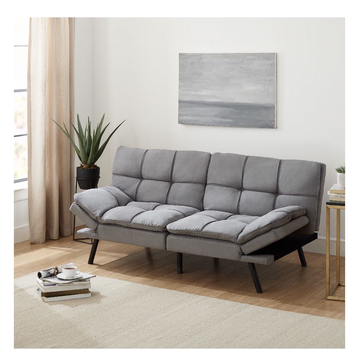 Mainstays Memory Foam Futon Gray Suede Fabric 72 For Sale In Las Vegas Nv Offerup