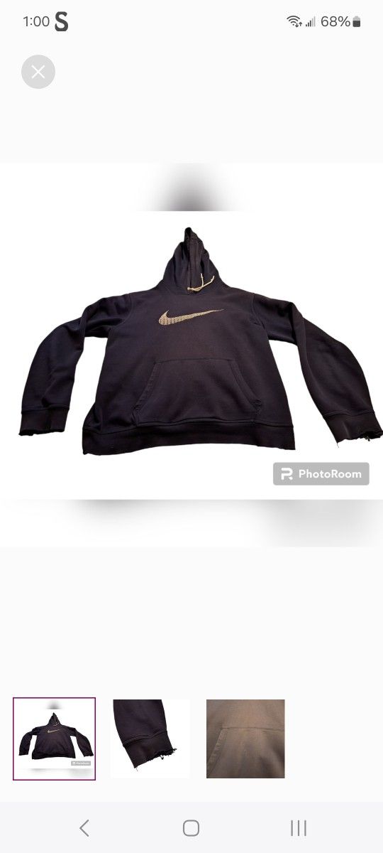 Large Nike distressed hoodie blue mens