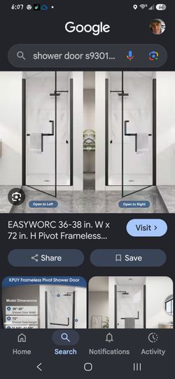Pivot Frameless Shower Door Matte Black Clear Glass