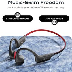 Open Ear Sport Headphones, Wireless Bone Conduction Earphones, Built-in 32GB MP3,with Mic, IP68, Sweat & Water Resistant, Up to 8 Hours Battery, Bluet
