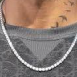 Chain Necklace. Rist Bracelet  Silver Diamonds Single Row 20-inch , A Set Of Two Pieces, Very Nice