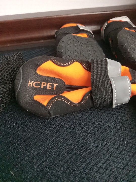 HC Pet Waterproof Anti-Slip Dog Booties Shoes Orange M/L Dog #8