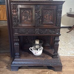 Antique Dutch Hand-Carved Renaissance Raised Cabinet