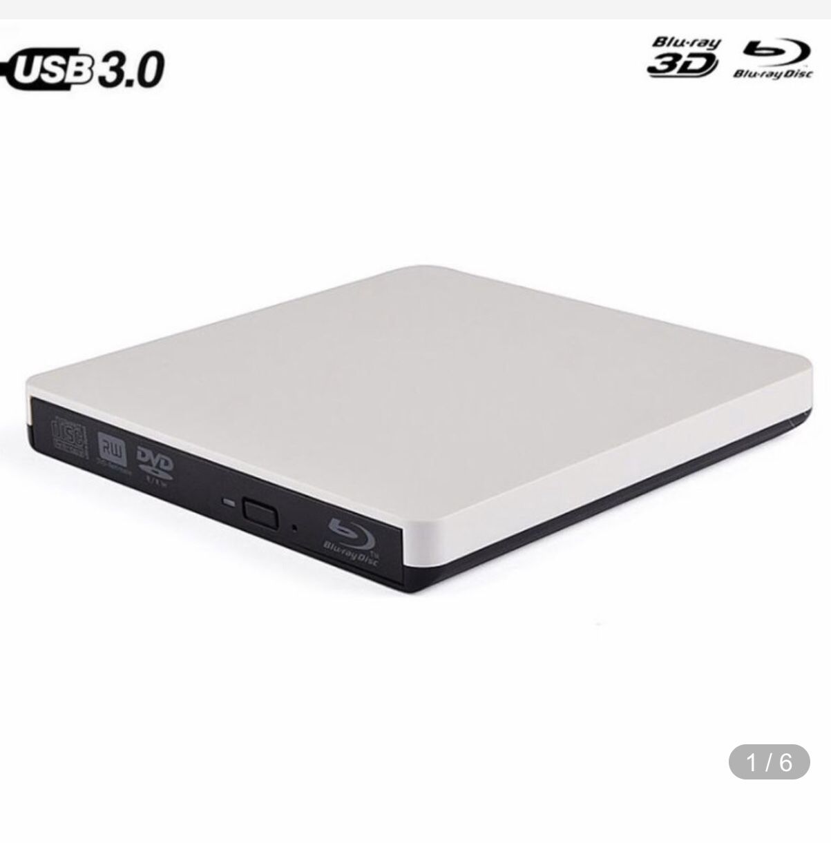 USB3.0 Bluray Drive External CD/DVD RW Burner BD-ROM Blu-ray Player Optical Drive Writer for Apple iMacbook Laptop Toshiba pc