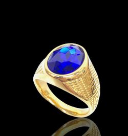 Men’s 14K Gold Filled /  Ring Blue Zafiro Stone Size 12