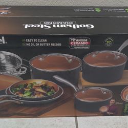 Gotham Steel 12pcs Ceramic Cookware Set, NonStick, NonToxic, Oven and Dishwasher Safe - New