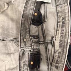 America Eagle Jeans - Gray Rubbed/holes Intentional Jeans, Sz. 34x32