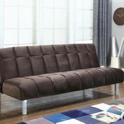NEW Modern Sofabed Sleeper Sofa in Brown Velvet Fabric Futon bed

