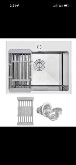 AKDY All-in-One Drop In 25" x 22" Stainless Steel Kitchen Sink with Accessories