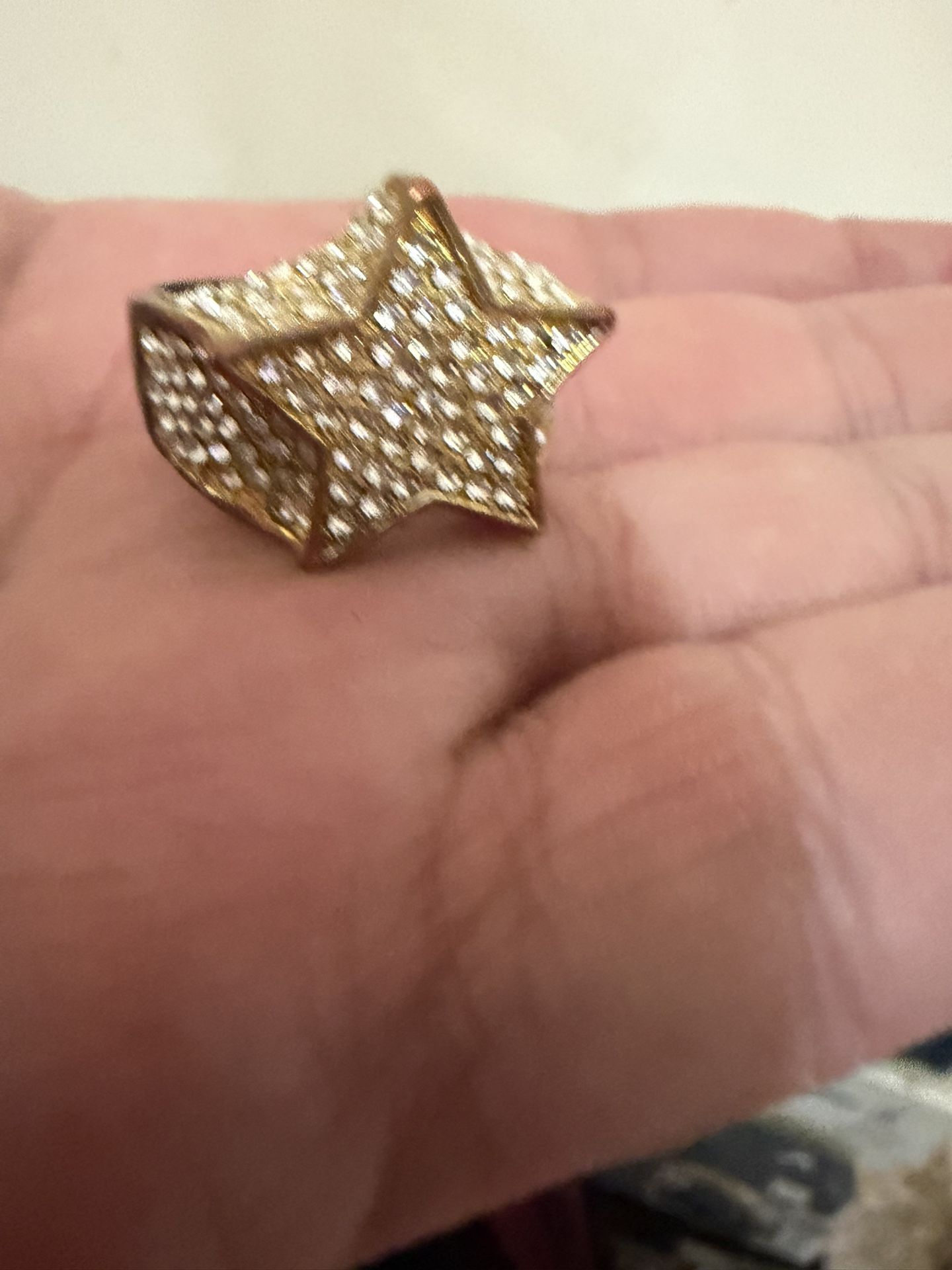Star Sterling Steel Gold Ring Size 7