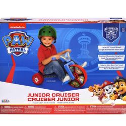 Disney Paw Patrol Fly Wheels Junior Cruiser Ride On - Paw Patrol Kids Tricycle with Character Graphics Featuring Chase, Rubble, Skye, Paw Patrol Tricy