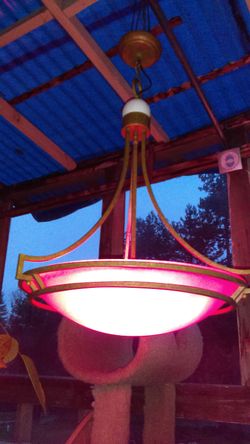 3 bulb glass bowl bronze high ceiling chandelier