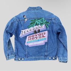 MPD BOX TROPICANA DENIM JACKET FITS SIZE MEDIUM 