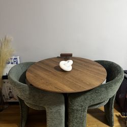 Set Of 3! (2 Accent Chairs + Round Table) 