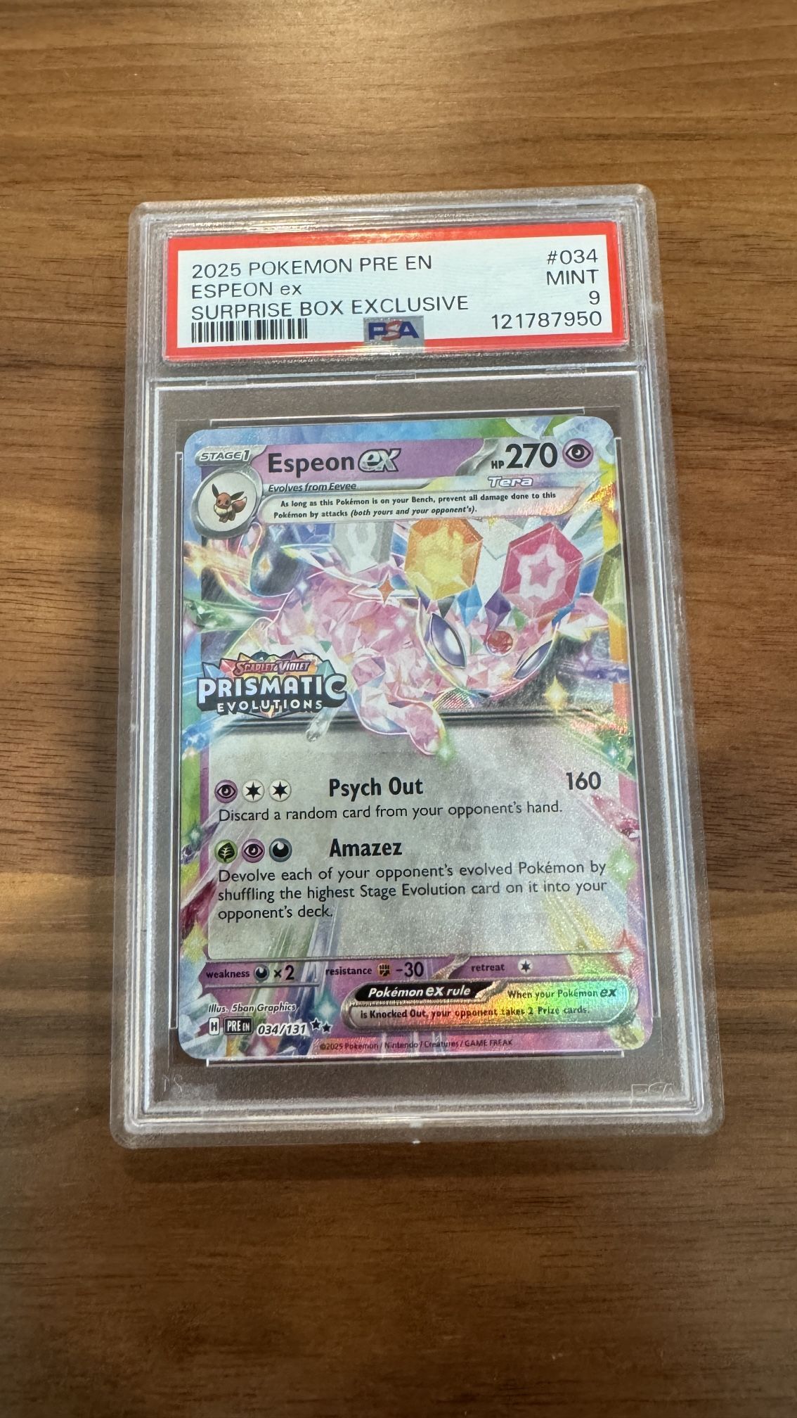 Pokemon Card Espeon PSA 9 Prismatic