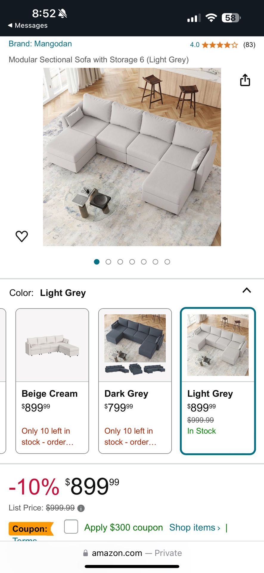 6 Piece Sectional Sofa Couch