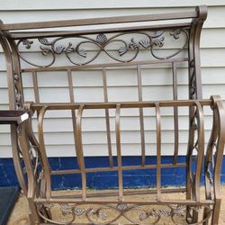 Twin Size Iron Sleigh Bed Frame, Box Spring, and Mattress