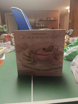 Vintage Anchor Hocking Savannah Floral Glass Chips & Dip Set w/ Original Box 