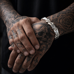 Vintage Mens 925 SILVER leaf bracelet