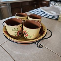 Ceramic Cups Set Whis Trey  New 