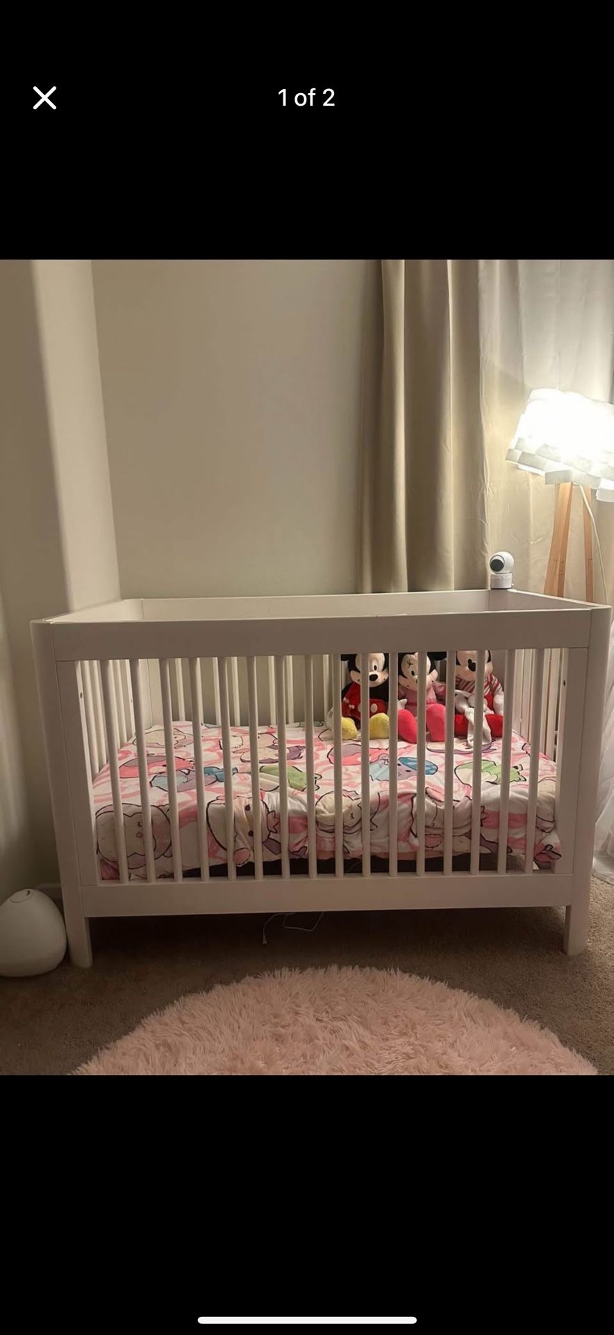 White Baby Crib Round Edges
