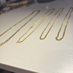 18kt Gold Cuban Set - 4pc Chain