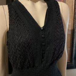 Black Sleeveless Texture Top