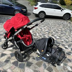 Double Stroller And Infant Car Seat