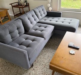 Crate and barrel L couch blue