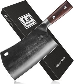 ENOKING Cleaver Knife, 7.5 Inch Hand Forged Meat Cleaver Heavy Duty Bone Chopper German