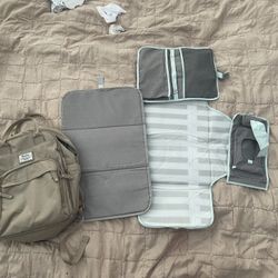 Beige/ Tan diaper Bag + Changing Mat