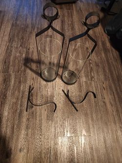 Two hanging glass candle holders
