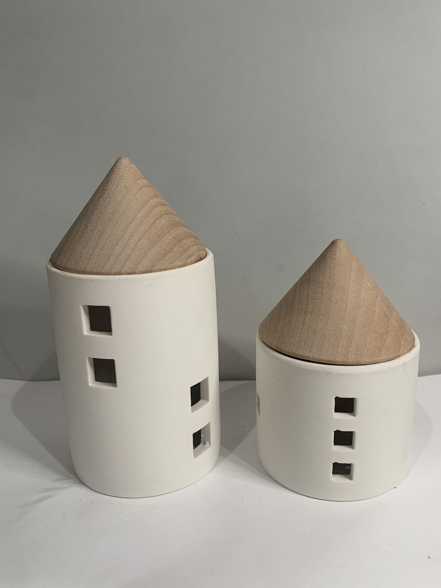 White Clay Tower Candle Holders