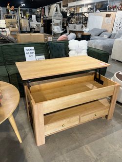 Lift Top Storage Coffee Table with Drawers and Shelf 39.5” x 24”
