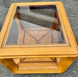 Vintage awesome solid oak inlaid coffee table