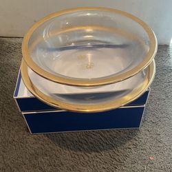Set Of 2 Big Bowl & Platter With Golden Line On Edge For Serving Any Occasion , Made In Italy, $59 Or Best Offer