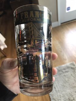 Vintage glass “ San Fransisco” with gold embellishments