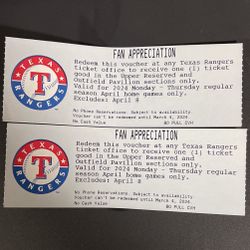 Texas Rangers 2 Tickets Home Game In April 2024