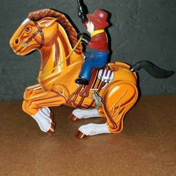 Vintage Cowboy and Horse Tin Windup Toy - MTU Korea